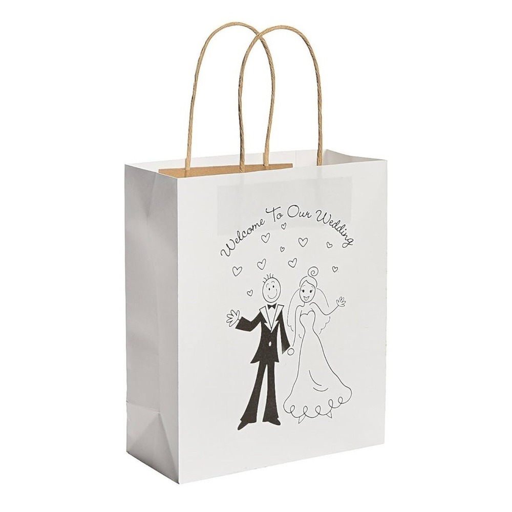 18 HAPPY CoUPLE Welcome To Our WEDDING Kraft Party Favor‎ GIFT BAGS 9" x 7.5"